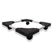 Durable metal and plastic framed support base for fridge and washing machine