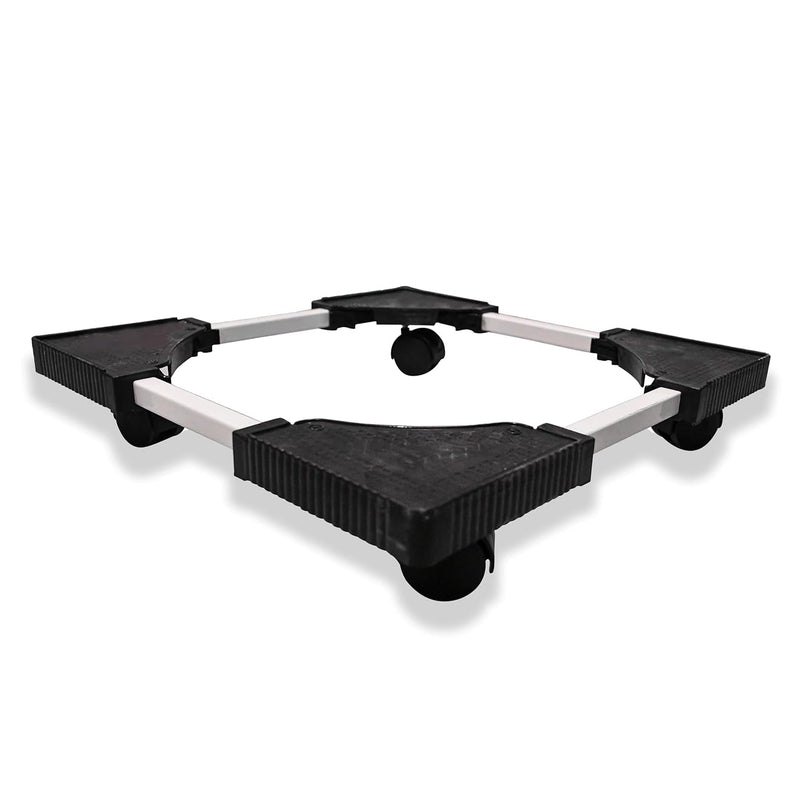 Durable metal and plastic framed support base for fridge and washing machine