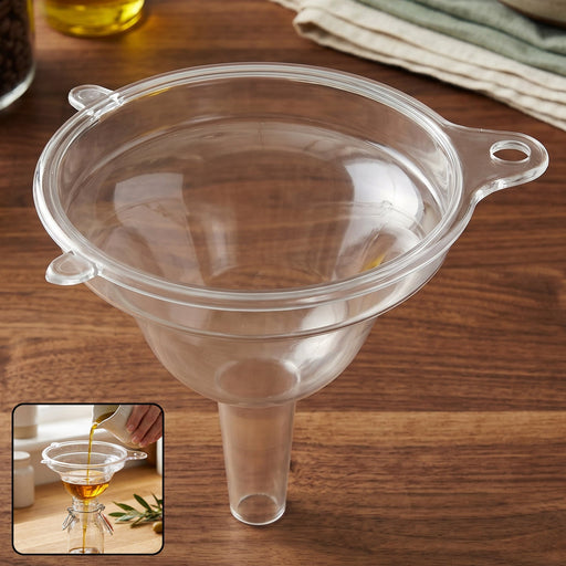 Transparent kitchen funnel with spout for easy pouring