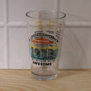 Everyday use of printed vintage trivia glass for drinks