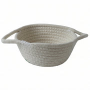 White background display of woven basket size guide