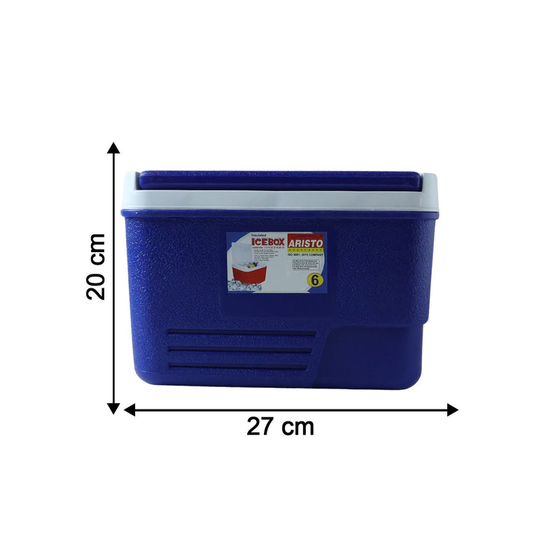 Compact size blue ice cooler box for travel and outdoor activities