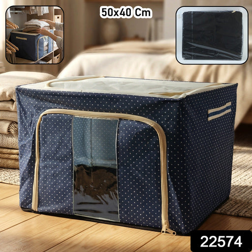 Foldable cloth storage box with transparent window for easy organization