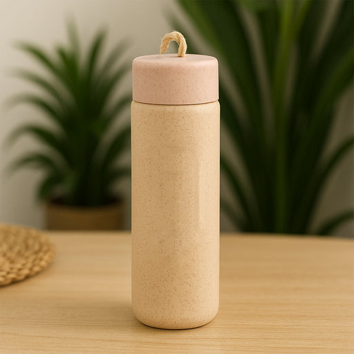 FERVENT 350ml glass water bottle with bamboo lid on a clean background.