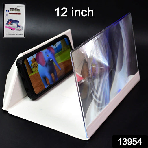 Side view of the portable screen amplifier, showing its foldable design.