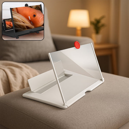 Portable mobile phone screen magnifier amplifier device.