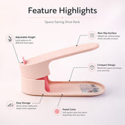 Close-up of adjustable feature in shoe storage rack