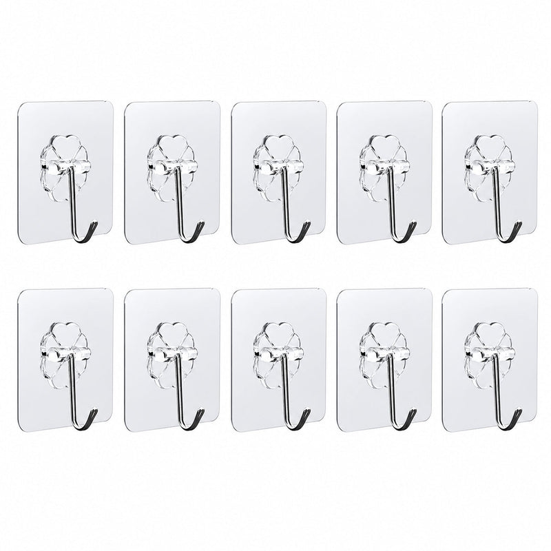 Transparent adhesive hooks set on wall