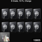 Pack of 10 transparent wall hooks arranged neatly