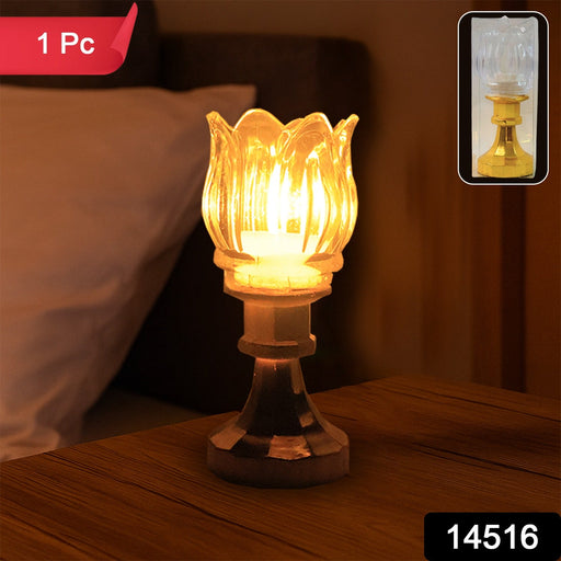 Battery operated lotus LED lamp on sturdy base for home decor