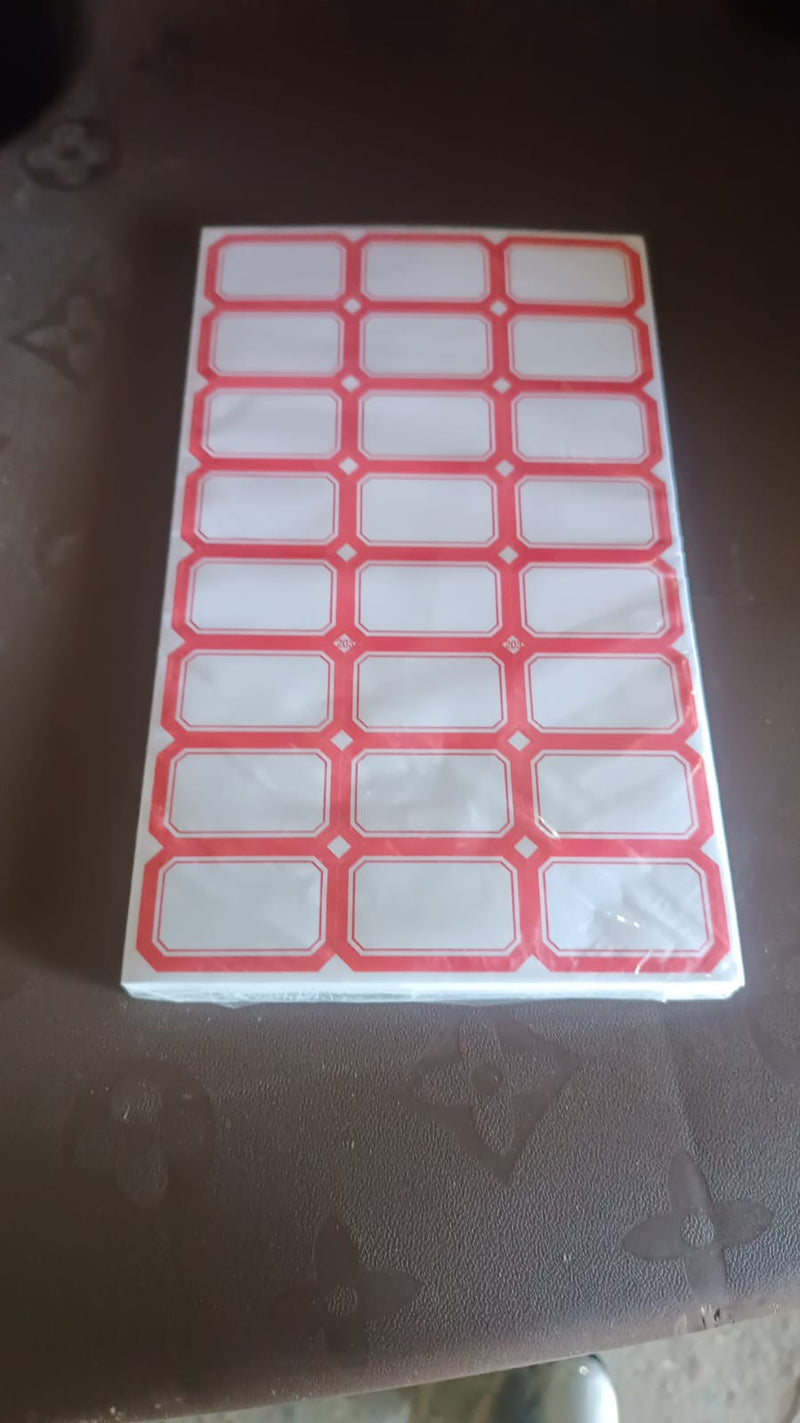 Blank writable label sticker sheets for home and office use
