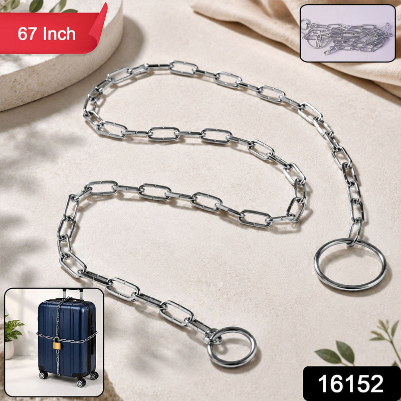 Steel luggage lock chain pack showing rust-resistant silver finish