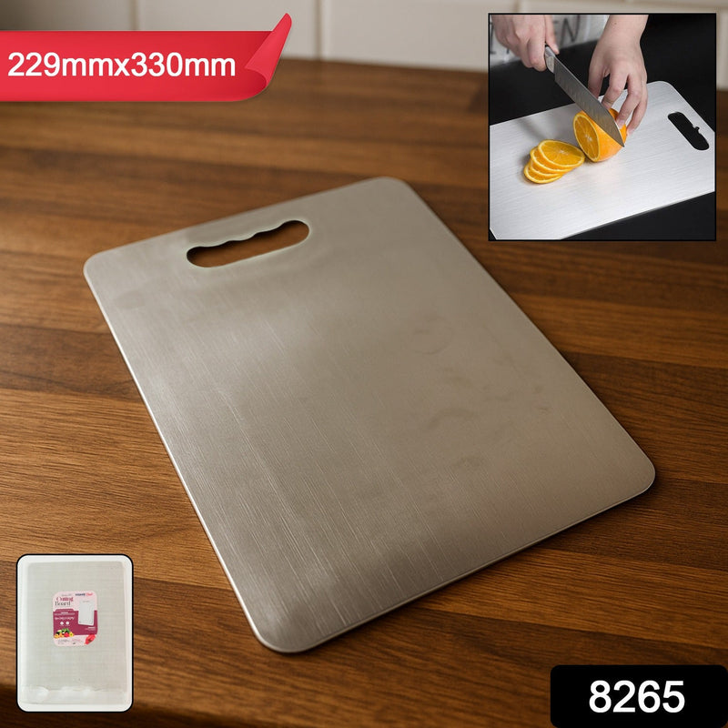Durable steel-edge cutting board ideal for chopping and food preparation