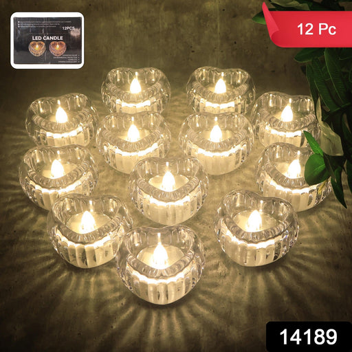 Close-up view of heart-shaped LED flameless decorative candles for festive decor