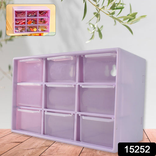 Desktop 9-section transparent drawer organizer for jewellery and crafts