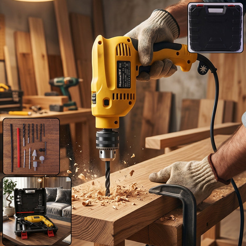 Heavy Duty Electric Drill Machine Tool Kit with Carry Case