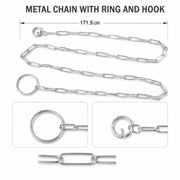 Stainless steel dog chain leash measuring 67 inches in size