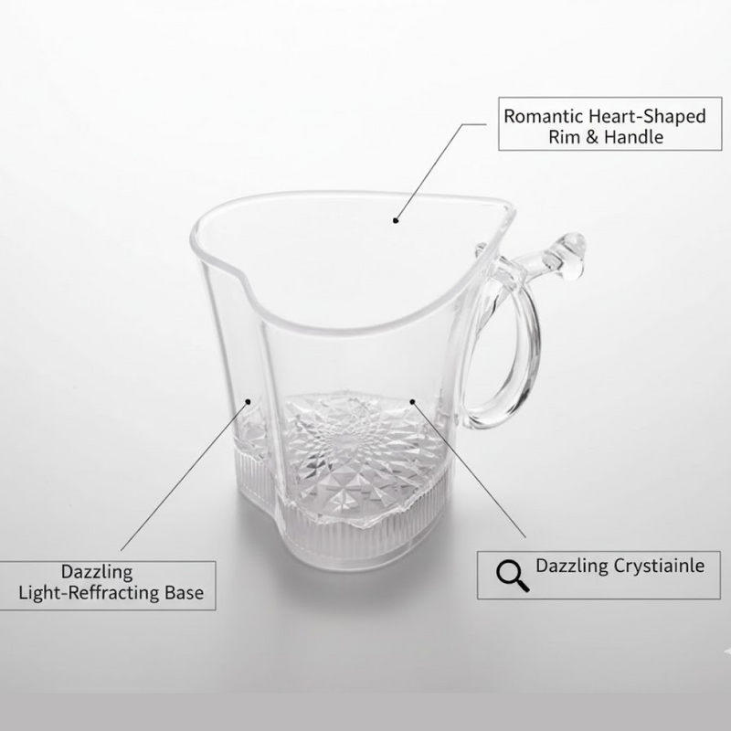 Top-down view of the LED Glass Cup, highlighting its heart design and liquid activation.