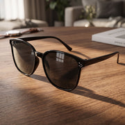 UV protection black sunglasses with classic square frame