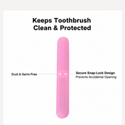 Compact toothbrush travel case in white, featuring a secure closing lid.