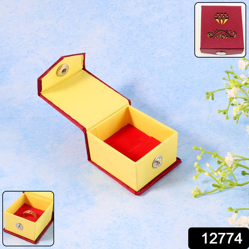 Jewelry presentation ring box with soft velvet-lined interior and elegant design
