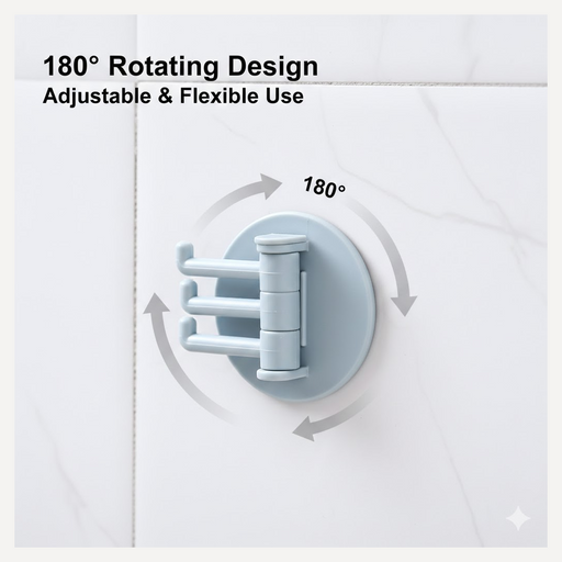 Detailed view of the punch-free adhesive wall hook showing its three foldable arms.