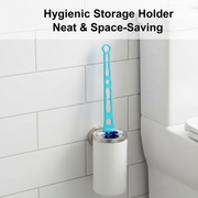 Side view of the innovative hockey stick toilet brush design.