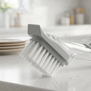 Close-up of tough bristles on dish scrub brush