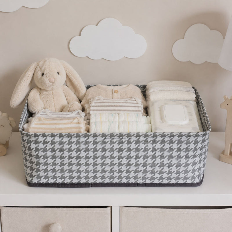 Foldable fabric cloth organizer basket with sturdy sides and handles