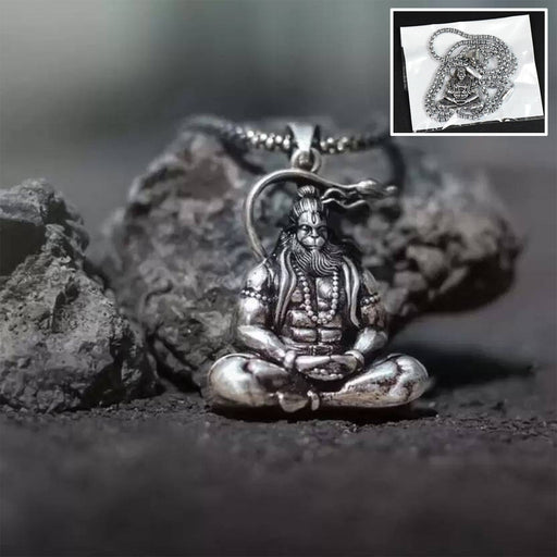 Detailed Hanuman Pendant showcasing Lord Hanuman's powerful form, crafted from metal alloy.