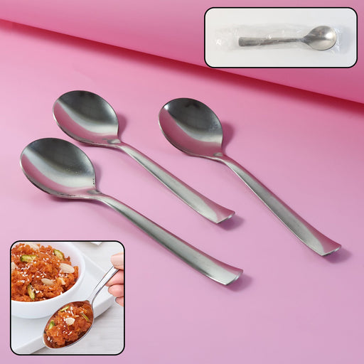 Three everyday dining spoons displayed on white background