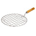 2085 Kitchen Round Stainless Steel Roaster Papad Jali, Barbecue Grill with Wooden Handle 