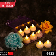 6433 Set of 8Pcs With transparent box. Flameless Floating Candles Battery Operated Tea Lights Tealight Candle - Decorative, Wedding. 