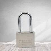 Safelix 60mm solid padlock displaying its compact yet strong size.