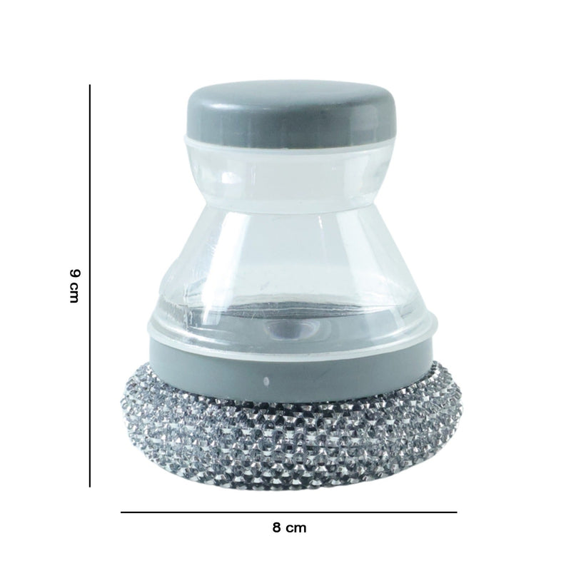Soap-filled dish cleaning brush for easy scrubbing