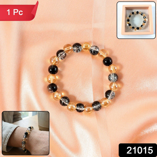 Dual-Tone Crystal Beaded Stretch Bracelet styled on wrist showcasing elegant sparkle