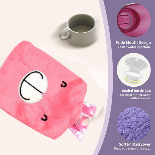 Close-up of the Pink Hot Water Bag's soft fabric cover texture.