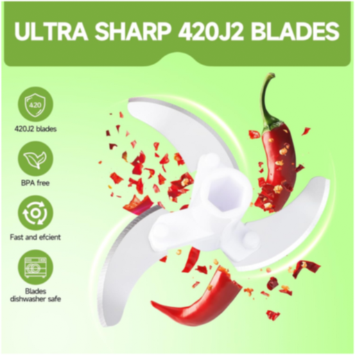 Diagram showing detachable parts of the manual food chopper for easy cleaning.