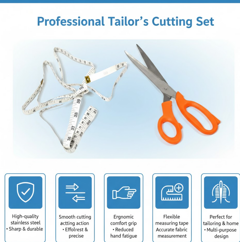The precise tip of the fabric scissors, ideal for intricate cutting tasks in tailoring.