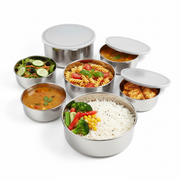Informative graphic detailing features of the Lunchie Bunchie stainless steel food container.
