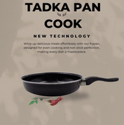 Infographic showing key features of the nonstick tadka fry pan.
