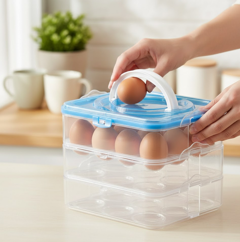 3-layer plastic refrigerator egg storage box with 36 egg capacity