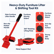 Illustrated breakdown of the furniture shifting tool parts for clear understanding and use.