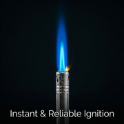 Front view of the ChefArmor stainless steel gas lighter with ergonomic handle.