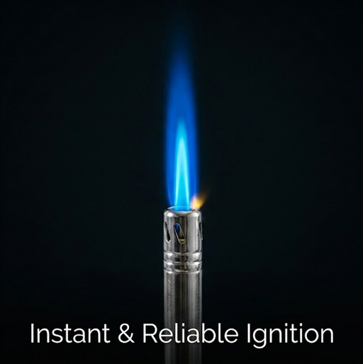 Front view of the ChefArmor stainless steel gas lighter with ergonomic handle.