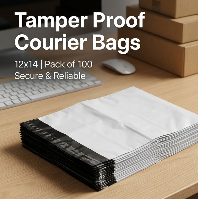 Backside of a tamper proof courier bag highlighting its security features.