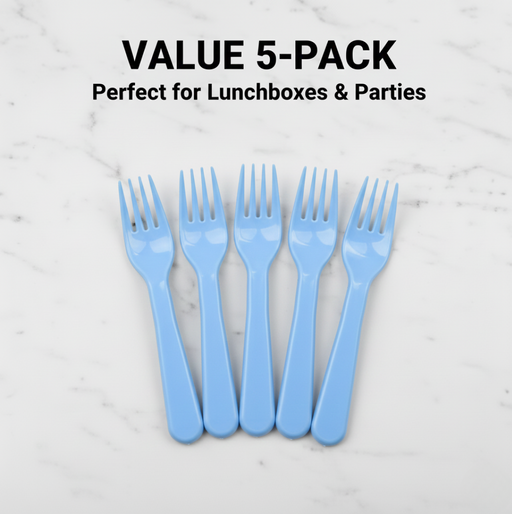 Close-up of a single sleek reusable plastic fork, highlighting its sturdy design.