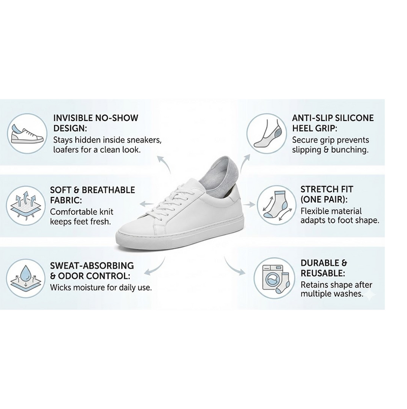 Demonstration of the elasticity and stretch of no-show liner socks