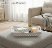 Angled view of the foldable serving tray with dimensions, demonstrating its practical size.