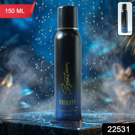 Signature Thirsty deodorant spray for men with refreshing scent